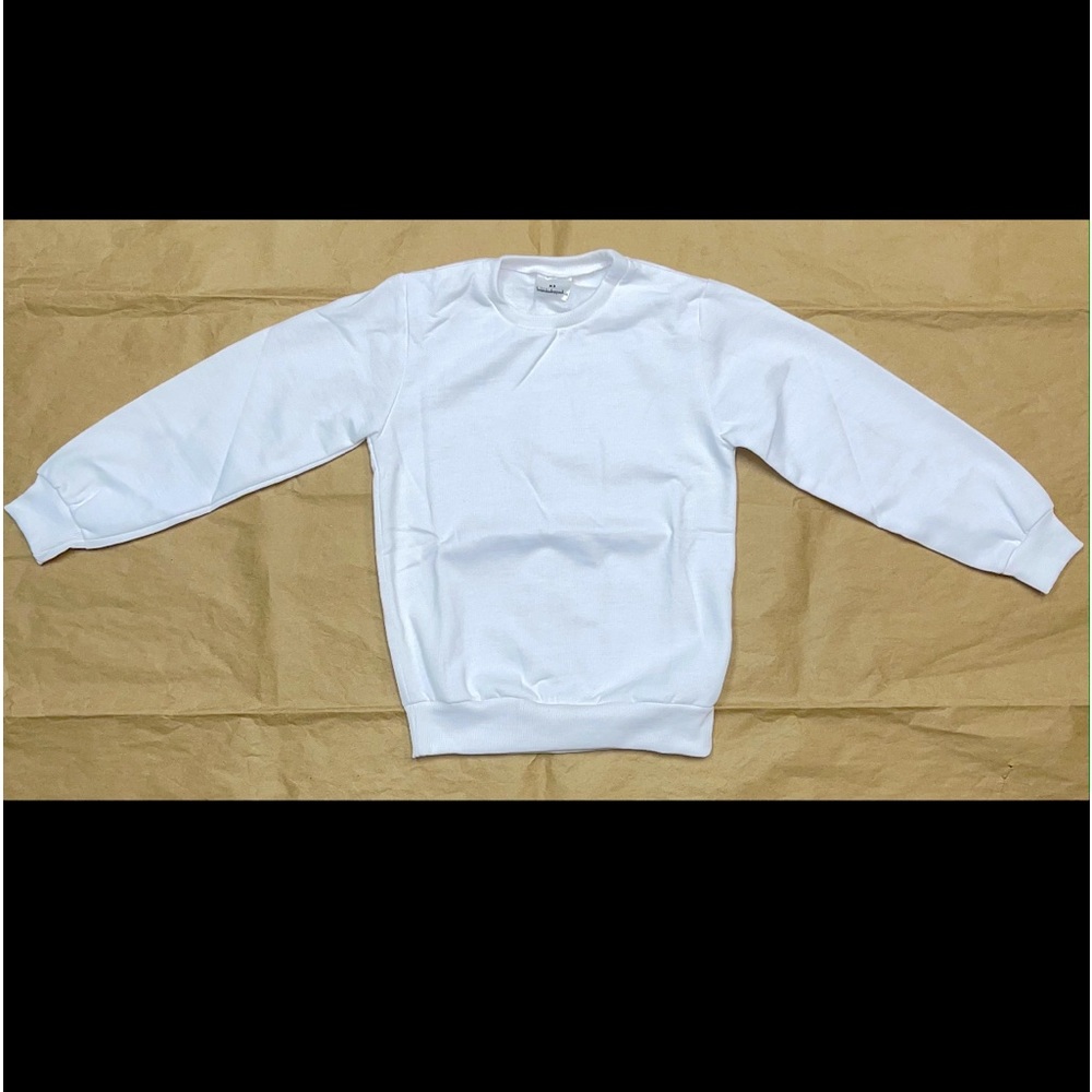 Sublimation, Blank Polyester Sweatshirt for Printing Unisex Solid White Crewneck